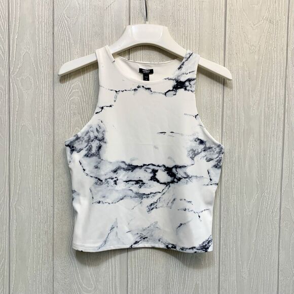 Express Gray White Body Contour Sleeveless Tank Top Medium NWT - Picture 1 of 5